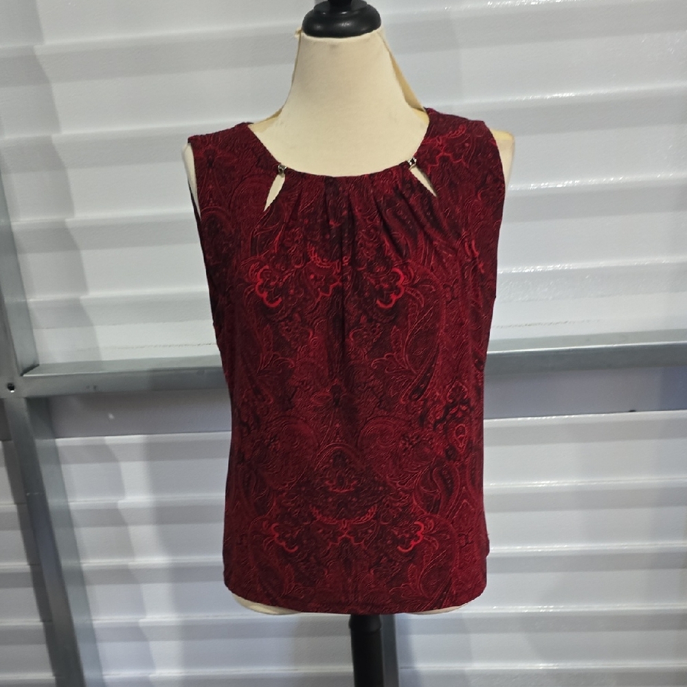 Tommy Hilfiger Burgundy Sleeveless Blouse Size Large